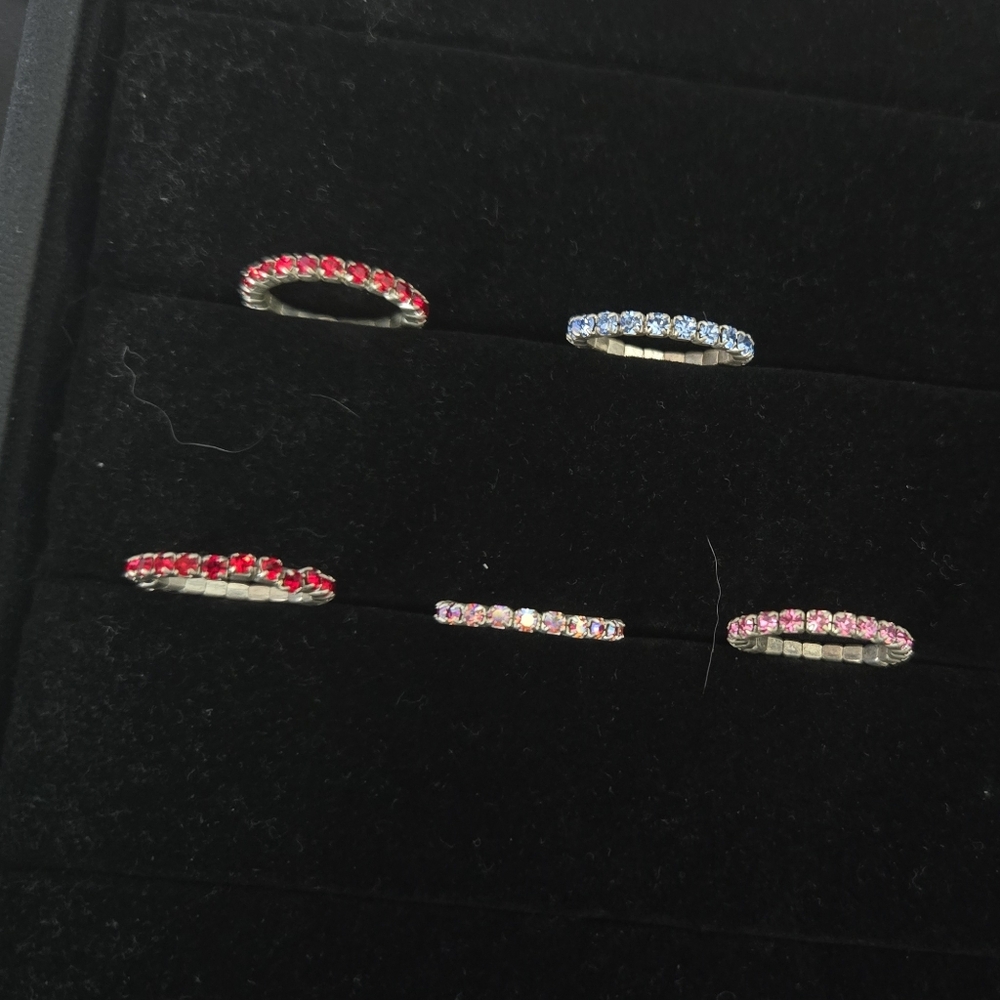 Multi-Color Crystal Stackable Rings – Set of 5